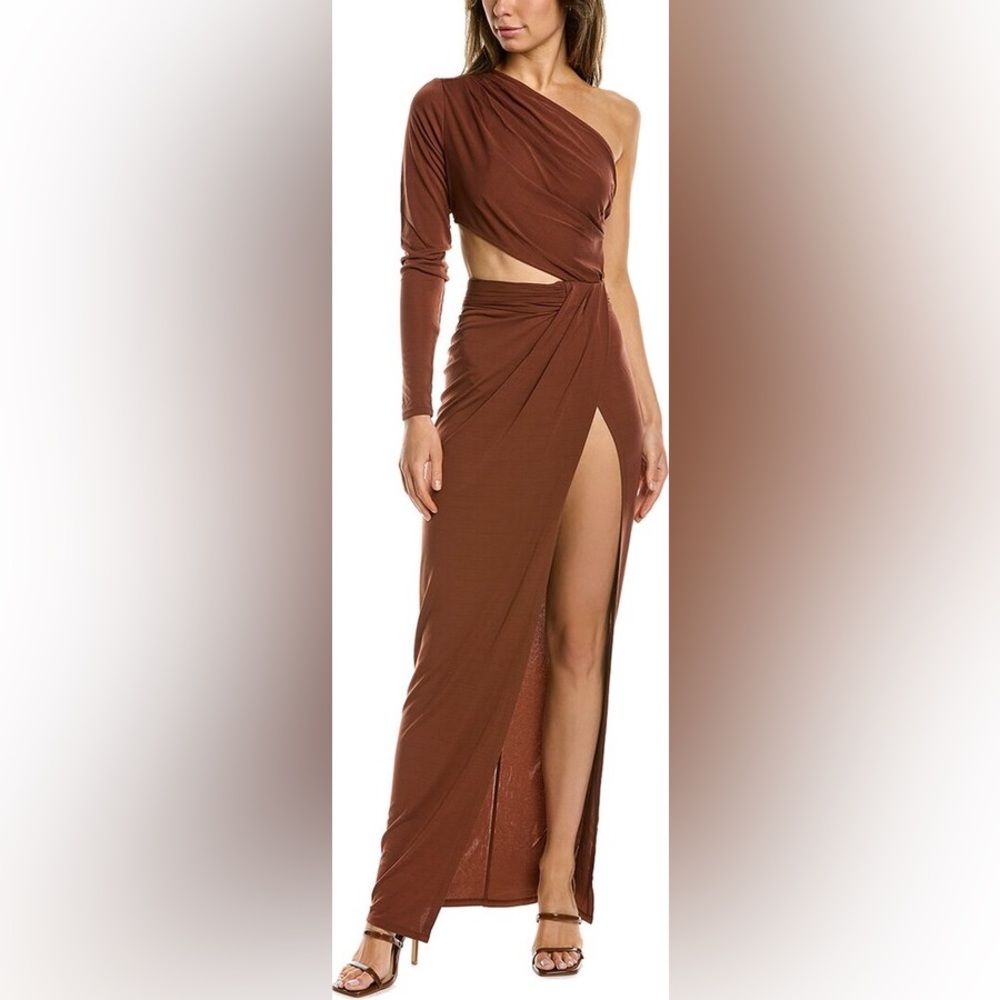 Ronny Kobo Elegant Brown Maxi Dress with Slit
